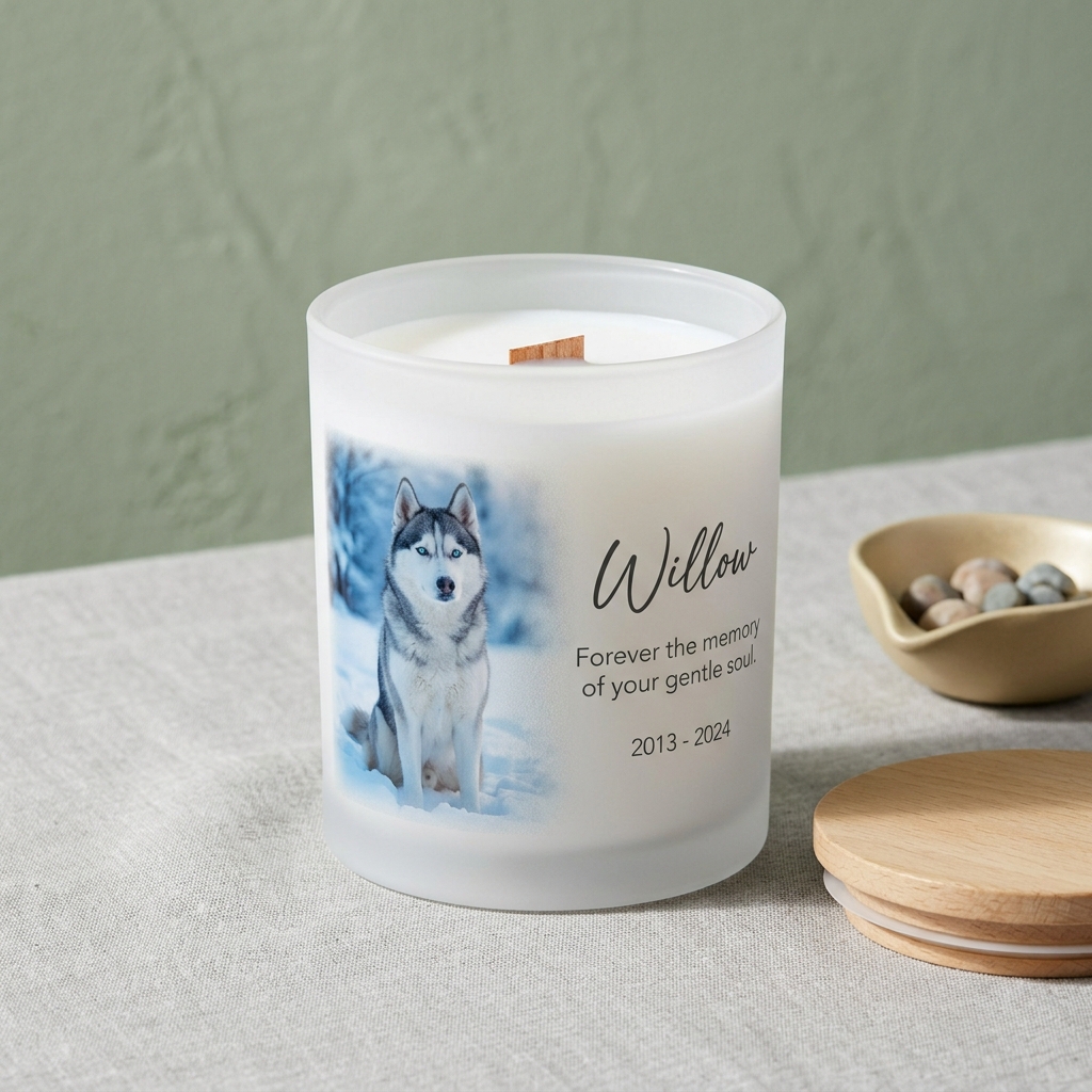 Pet Portrait Candle: For the face that brings them back into the room.