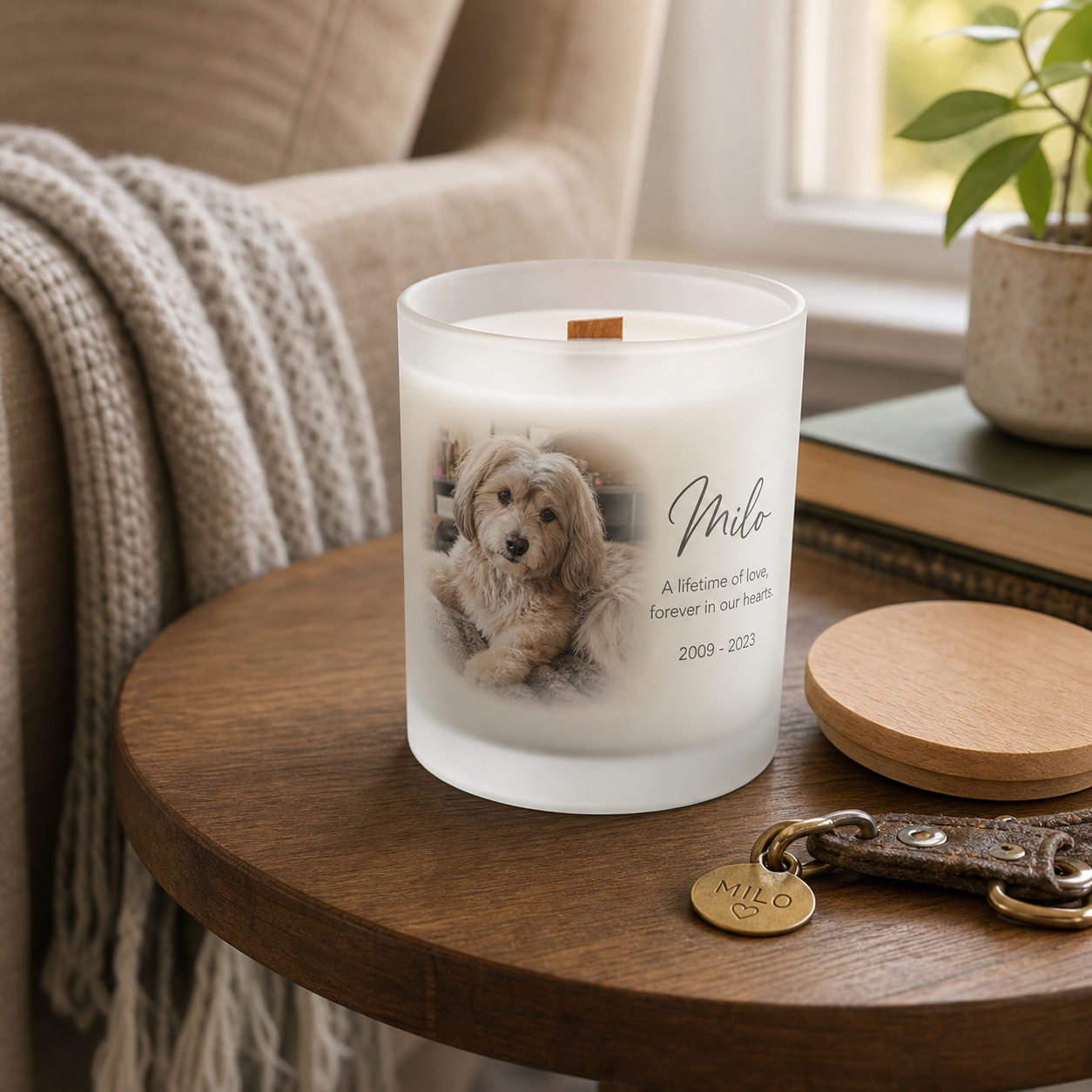 Senior Pet Memorial Candle: For a lifetime of being nearby.